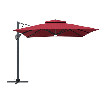 Boyel Living 10 ft. Aluminum and Steel Cantilever Outdoor Patio Umbrella With LED Light