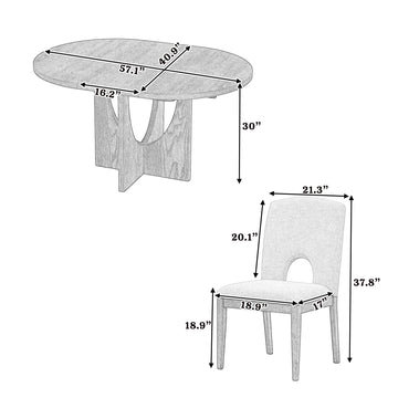 Modern 5-Piece Extendable Round Dining Table Set with 16.2inch Removable Leaf for Small Places, Espresso+Gray