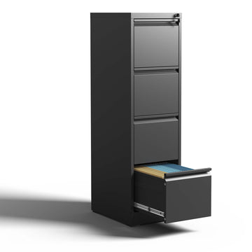 4 Drawer Metal Vertical File Cabinet with Lock Office Home Steel Vertical File Cabinet for A4 Legal Letter Size