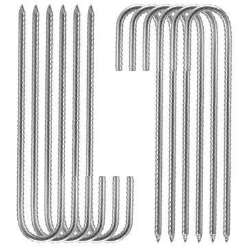Silver 0.4-in x 12-in L J-Shaped Steel Rebar Pins 16 Pack