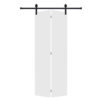 Modern flat panel bi-fold door 36 in. x 84 in. MDF White Barn Sliding Door With Hardware kit