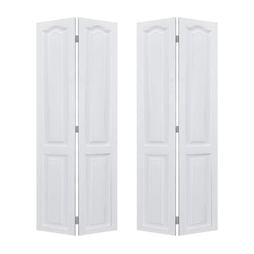 Dual CNC crafted modern door 3/4" thick 36 in. x 80 in. Solid Core White Finished Vinyl bi-fold door With Hardware kit