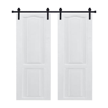 Dual CNC crafted modern door 3/4" thick 60 in. x 84 in. MDF White Barn Sliding Door With Hardware kit