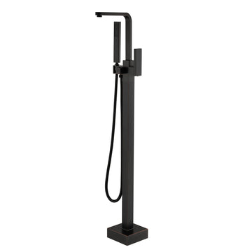 Modern Single-Handle Freestanding Tub Faucet with Handheld Shower, Water Supply Hoses and Hardware in. Oil Rubbed Bronze