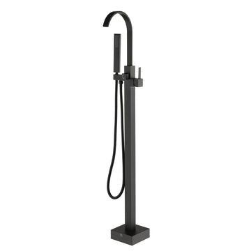 Modern Single-Handle Freestanding Tub Faucet with Handheld Shower, Water Supply Hoses and Hardware in. Polished Chrome