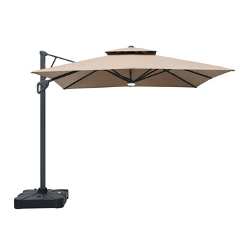 Boyel Living 10ft Aluminum and Steel Cantilever LED Outdoor Patio Umbrella With Base