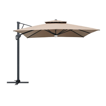 Boyel Living 10 ft. Aluminum and Steel Cantilever Outdoor Patio Umbrella With LED Light