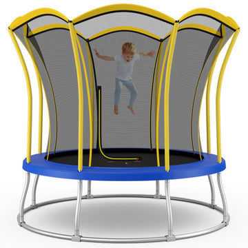 8 Feet Outdoor Unique Flower Shape Trampoline with Enclosure Net