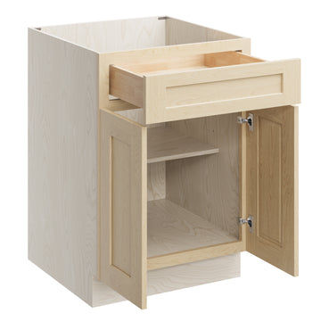 24 Inch Base Cabinet with Full Overlay Doors and Soft Close Hinges