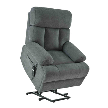 Oversized Power Lift Recliner Chair for Elderly Electric Fabric Recliner with Remote Control and Side Pocket Dark Gray