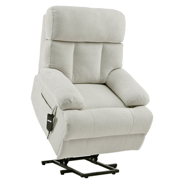 Oversized Power Lift Recliner Chair for Elderly Electric Fabric Recliner with Remote Control and Side Pocket Light Gray
