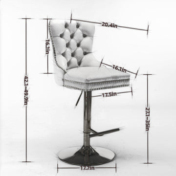 Adjustable Swivel Bar Stools Set of 2 with Upholstered Back Black