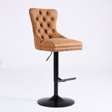 Adjustable Swivel Bar Stools Set of 2 with Upholstered Back Orange