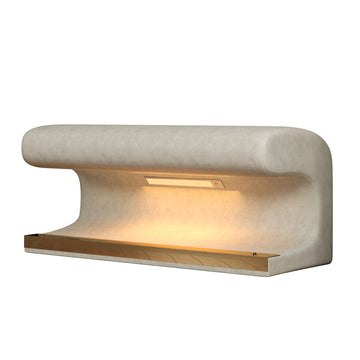 Entryway Bench Leather Upholstered Ottoman with Motion Sensor LED Light and Metal Legs for Living Room Bedroom End of Bed Beige
