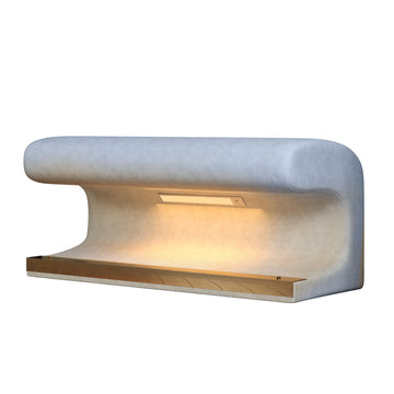 Entryway Bench Leather Upholstered Ottoman with Motion Sensor LED Light and Metal Legs for Living Room Bedroom End of Bed Blue