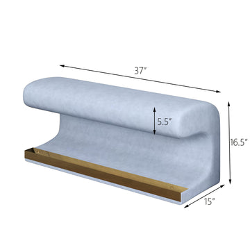 Entryway Bench Leather Upholstered Ottoman with Motion Sensor LED Light and Metal Legs for Living Room Bedroom End of Bed Blue