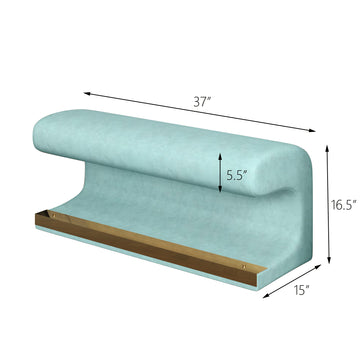 Entryway Bench Leather Upholstered Ottoman with Motion Sensor LED Light and Metal Legs Antique Blue Green