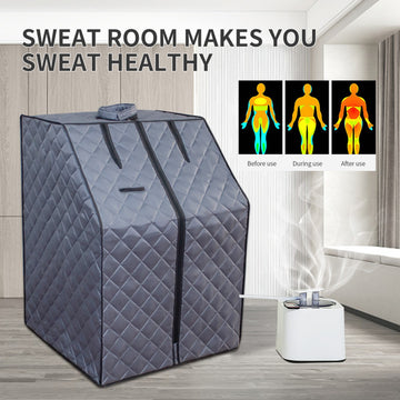Portable Black Steam Sauna Tent Personal Home Spa with 2L Generator