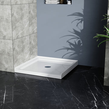 36x36 Inch Shower Base White Centered Drain Single Threshold 5-Layer ABS Acrylic