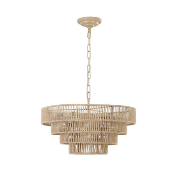 20 Inch Modern 4 Layer Woven Hemp Rope Chandelier Boho Pendant Light for Living Room Dining Room Bedroom No Bulbs