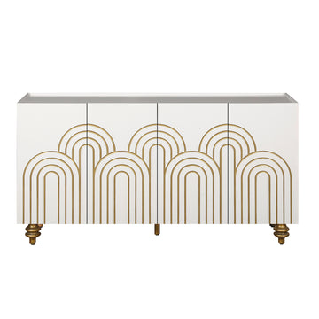 Modern 4-Door Cabinet with Fluted Design and Adjustable Storage