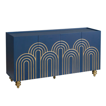 Modern 4-Door Cabinet with Fluted Design and Adjustable Storage