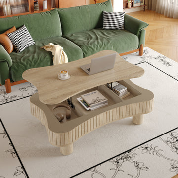Lift-Top Coffee Table with Hidden Storage for Work and Everyday Living