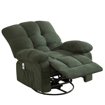 350LBS Oversized Massage Swivel Recliner Chair Vibration Heating USB Side Pocket Rocker Sofa