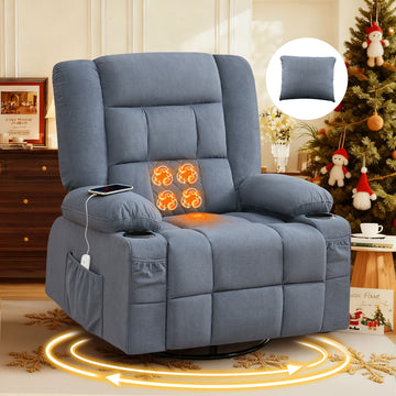 Kneading Massage Rocker Recliner Chair With 4-Point 3D Kneading Massage And Heat For Living Room With Rocking Function And 2 Cup Holders USB Charge Port
