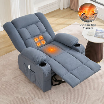 Kneading Massage Rocker Recliner Chair With 4-Point 3D Kneading Massage And Heat For Living Room With Rocking Function And 2 Cup Holders USB Charge Port