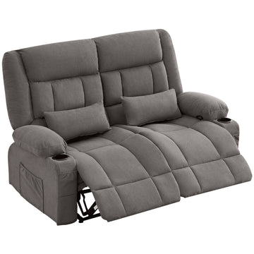 Oversized Manual Recliner Loveseat with Cup Holders Side Pocket Ergonomic Double Seat for Living Room