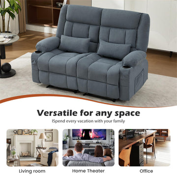 Oversized Manual Recliner Loveseat with Cup Holders Side Pocket Ergonomic for Living Room