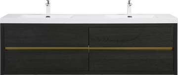 72In Freestanding Bathroom Vanity Double Sinks Espresso Stone Resin Countertop Soft Close Drawers