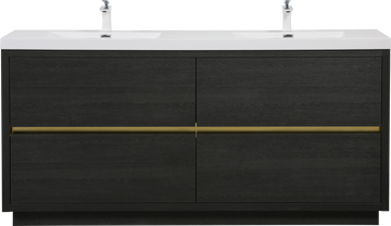 72In Freestanding Bathroom Vanity Double Sinks Espresso Stone Resin Countertop Soft Close Drawers