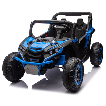 3+ Blue 24V TwoSeater Kids Ride On UTV with Parents Remote Control Twin 80W Motors