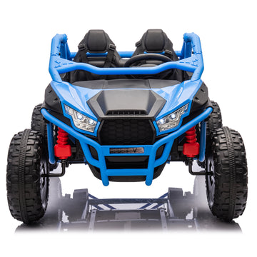 3+ Blue 24V TwoSeater Kids Ride On UTV with Parents Remote Control Twin 200W Motor