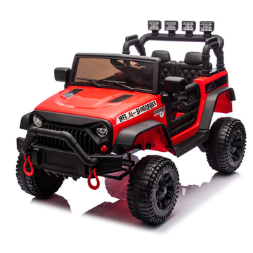 3+ Red 24V Kids Ride On UTV with Parents Remote Control 4Wheel Shock Absorption
