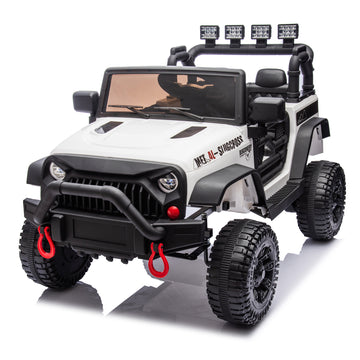3+ White 24V Kids Ride On UTV with Parents Remote Control 4Wheel Shock Absorption