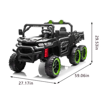 3+ Black 24V Kids Ride On UTV with Parents Remote Control Twin 75W Motors 4Wheel
