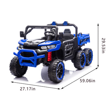3+ Blue 24V Kids Ride On UTV with Parents Remote Control Twin 75W Motors 4Wheel