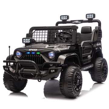 3+ Black 24V Kids Ride On UTV with Parents Remote Control Twin 100W Motors 4Wheel