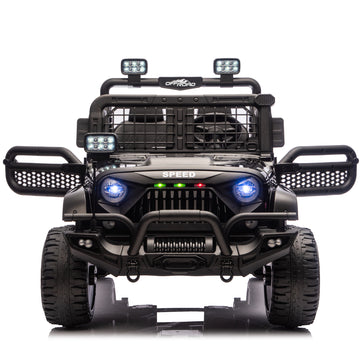 3+ Black 24V Kids Ride On UTV with Parents Remote Control Twin 100W Motors 4Wheel