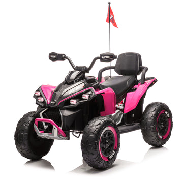 3+ Black and Pink 24V Kids Ride On UTV with Parents Remote Control Twin 80W Motors