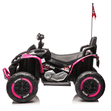 3+ Black and Pink 24V Kids Ride On UTV with Parents Remote Control Twin 80W Motors