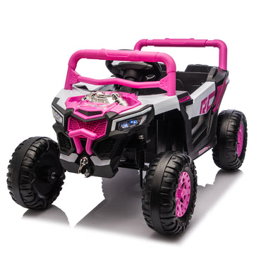 3+ Pink 12V Kids Ride On UTV with Parents Remote Control Twin 25W Motors