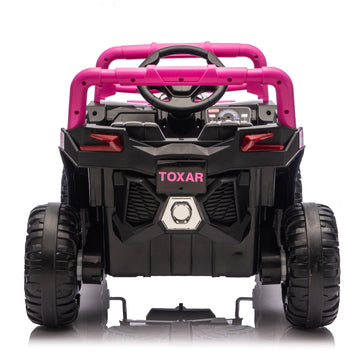 3+ Pink 12V Kids Ride On UTV with Parents Remote Control Twin 25W Motors