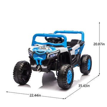 3+ Blue 12V Kids Ride On UTV with Parents Remote Control Twin 25W Motors