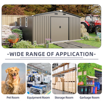 Campcraft 10*12ft 0.25mm color steel plate, surface protective film, Two daylight Windows, A practical and thoughtful gift,two colors can be freely selected storage sheds