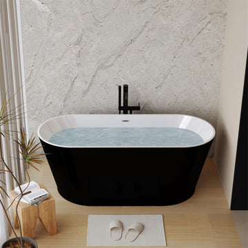 White 59 inch Acrylic Freestanding Soaking Bathtub