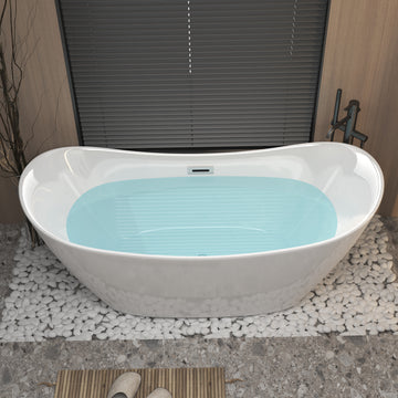 White 59 inch Acrylic Freestanding Soaking Bathtub